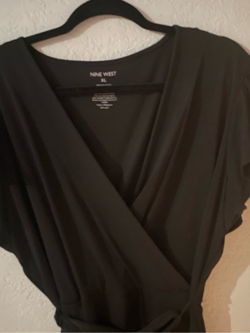 Nine West Black Wrap Dress with Tie Waist - Picture 2 of 3